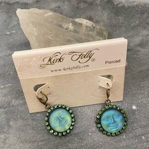 Kirks Folly Blue Moon Earrings with Green Accents